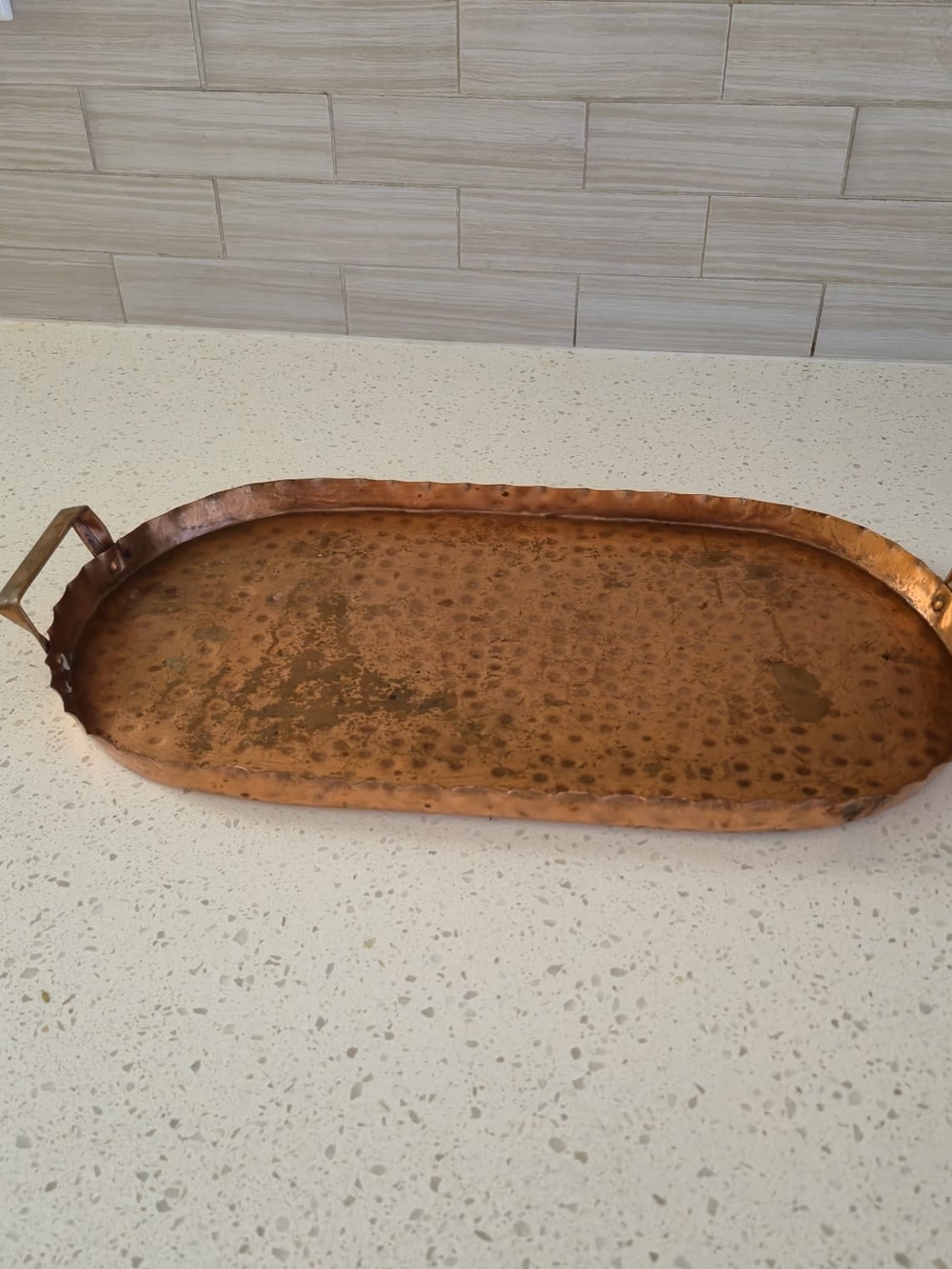 Vintage Hammered Copper Serving Tray Weyrich Ontario